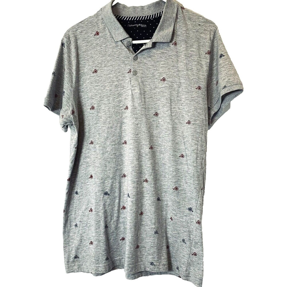 Whispering Smith Golf Polo Shirt 3/4 Button Graphic Print Rib Collar & Sleeves